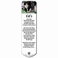 Black and White Cat in Garden Bookmark, Book mark, Printed full colour