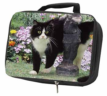 Black and White Cat in Garden Black Insulated School Lunch Box/Picnic Bag