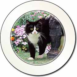 Black and White Cat in Garden Car or Van Permit Holder/Tax Disc Holder