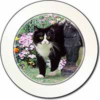 Black and White Cat in Garden Car or Van Permit Holder/Tax Disc Holder