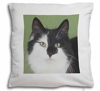 Black and White Cats Face Soft White Velvet Feel Scatter Cushion