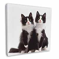 Black and White Kittens Square Canvas 12"x12" Wall Art Picture Print