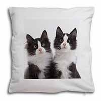 Black and White Kittens Soft White Velvet Feel Scatter Cushion