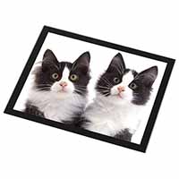 Black and White Kittens Black Rim High Quality Glass Placemat