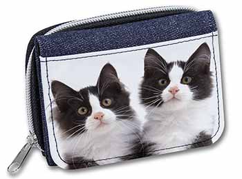 Black and White Kittens Unisex Denim Purse Wallet