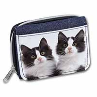 Black and White Kittens Unisex Denim Purse Wallet