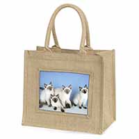 Ragdoll Kittens Natural/Beige Jute Large Shopping Bag