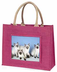 Ragdoll Kittens Large Pink Jute Shopping Bag