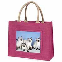 Ragdoll Kittens Large Pink Jute Shopping Bag