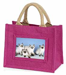 Ragdoll Kittens Little Girls Small Pink Jute Shopping Bag