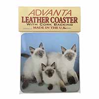 Ragdoll Kittens Single Leather Photo Coaster