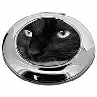 Gorgeous Black Cat Make-Up Round Compact Mirror