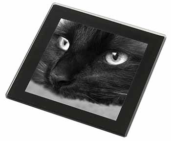 Gorgeous Black Cat Black Rim High Quality Glass Coaster