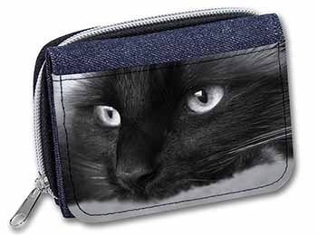 Gorgeous Black Cat Unisex Denim Purse Wallet