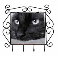 Gorgeous Black Cat Wrought Iron Key Holder Hooks