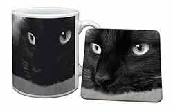 Gorgeous Black Cat Mug and Coaster Set