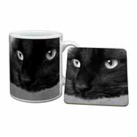 Gorgeous Black Cat Mug and Coaster Set