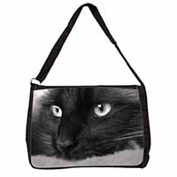 Gorgeous Black Cat Large Black Laptop Shoulder Bag School/College - Advanta Group®