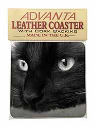 Gorgeous Black Cat Single Leather Photo Coaster
