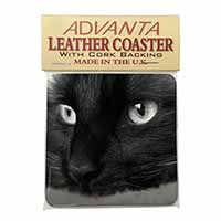 Gorgeous Black Cat Single Leather Photo Coaster