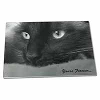 Large Glass Cutting Chopping Board Black Cat 