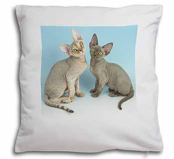 Devon Rex Cats Soft White Velvet Feel Scatter Cushion