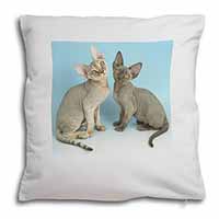 Devon Rex Cats Soft White Velvet Feel Scatter Cushion
