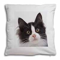 Black and White Cat Soft White Velvet Feel Scatter Cushion