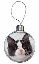 Black and White Cat Christmas Bauble