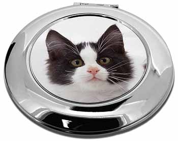 Black and White Cat Make-Up Round Compact Mirror