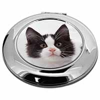 Black and White Cat Make-Up Round Compact Mirror