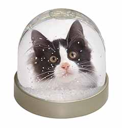 Black and White Cat Snow Globe Photo Waterball