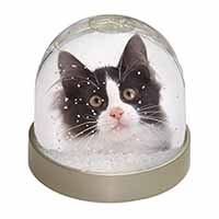 Black and White Cat Snow Globe Photo Waterball