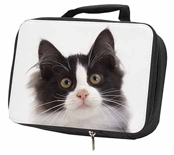 Black and White Cat Black Insulated School Lunch Box/Picnic Bag