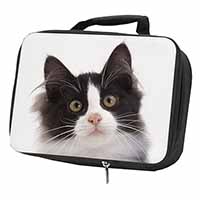 Black and White Cat Black Insulated School Lunch Box/Picnic Bag