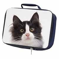 Black and White Cat Navy Insulated School Lunch Box/Picnic Bag
