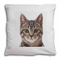 Brown Tabby Cats Face Soft White Velvet Feel Scatter Cushion