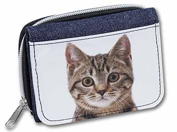 Brown Tabby Cats Face Unisex Denim Purse Wallet