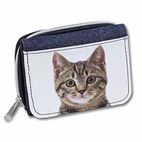 Brown Tabby Cats Face Unisex Denim Purse Wallet