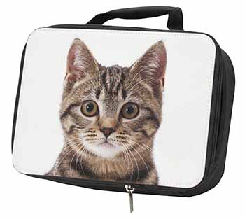 Brown Tabby Cats Face Black Insulated School Lunch Box/Picnic Bag