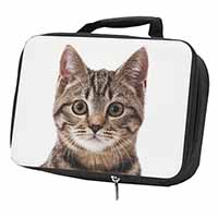 Brown Tabby Cats Face Black Insulated School Lunch Box/Picnic Bag