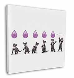 Kittens Bursting Balloons Square Canvas 12"x12" Wall Art Picture Print