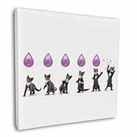 Kittens Bursting Balloons Square Canvas 12"x12" Wall Art Picture Print