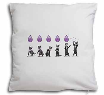 Kittens Bursting Balloons Soft White Velvet Feel Scatter Cushion