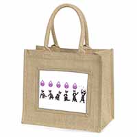 Kittens Bursting Balloons Natural/Beige Jute Large Shopping Bag