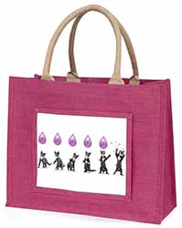 Kittens Bursting Balloons Large Pink Jute Shopping Bag