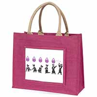 Kittens Bursting Balloons Large Pink Jute Shopping Bag