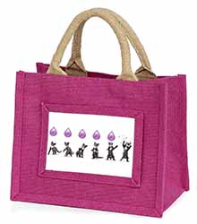 Kittens Bursting Balloons Little Girls Small Pink Jute Shopping Bag