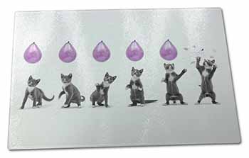 Large Glass Cutting Chopping Board Kittens Bursting Balloons