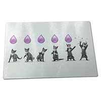 Large Glass Cutting Chopping Board Kittens Bursting Balloons